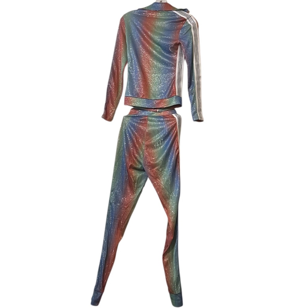 NWOT Shane Justin Glitter Rainbow Unicorn Women's Tracksuit, Size X-Small - Picture 6 of 16